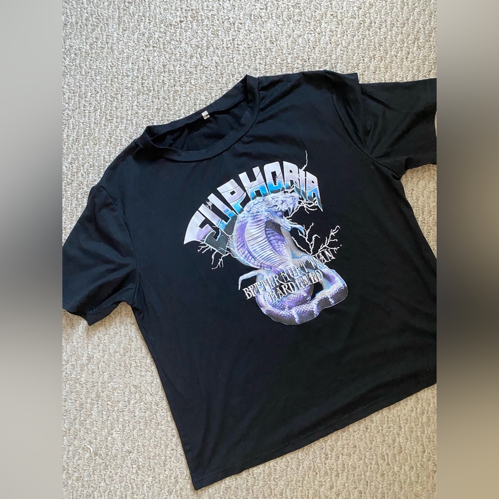 SHEIN EUPHORIA BLACK T-SHIRT COBRA TEE XL